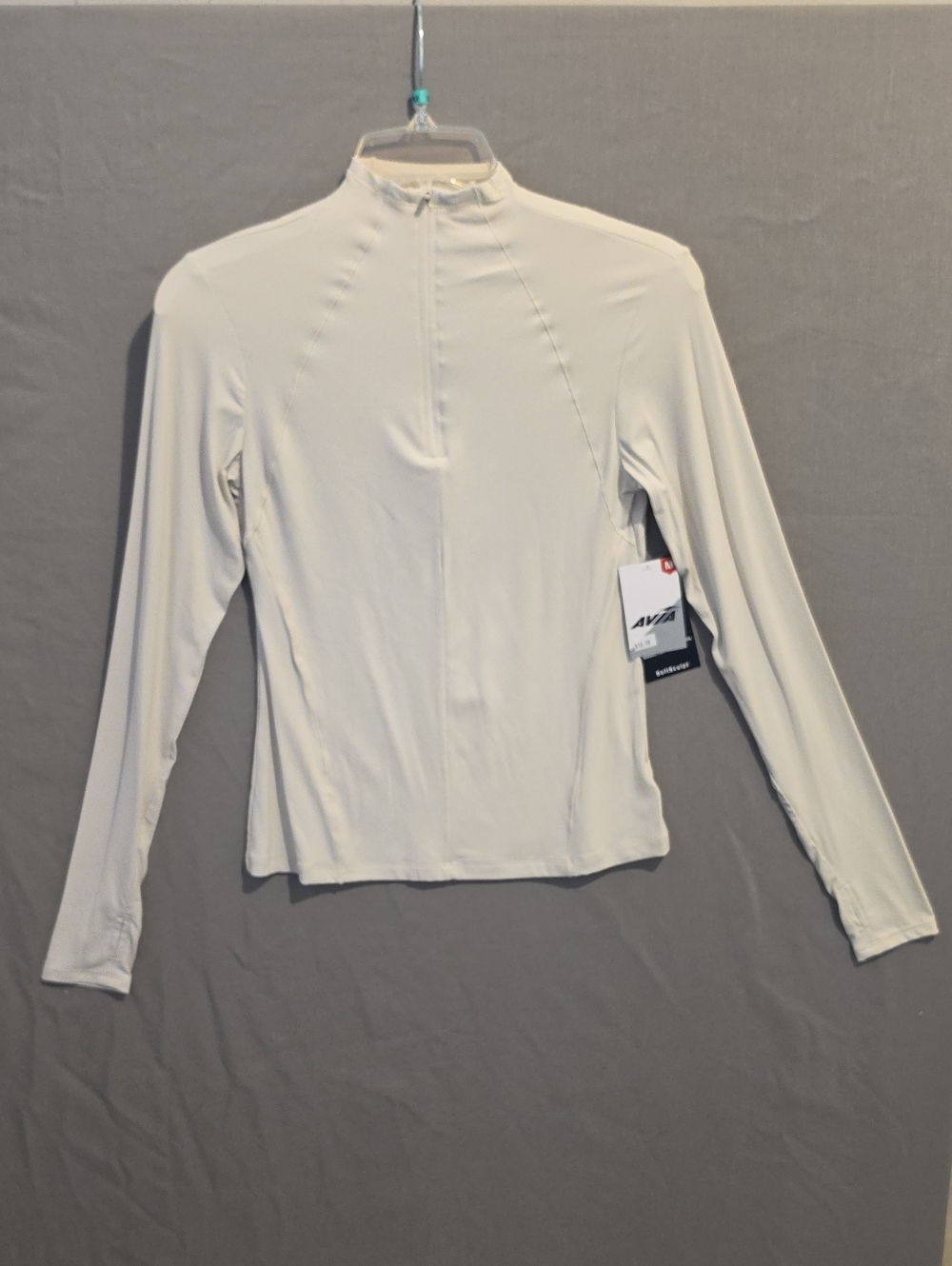 Avia Cream Long Sleeve Zip Mock Neck Active Top